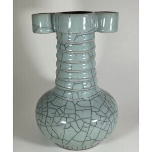 Chinese Celadon Glazed Vase 7" Small  Pottery Bud Vase